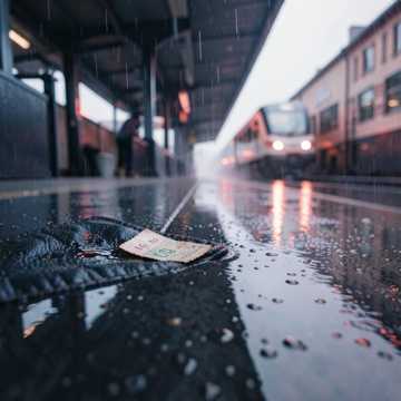 旧车票沾着雨