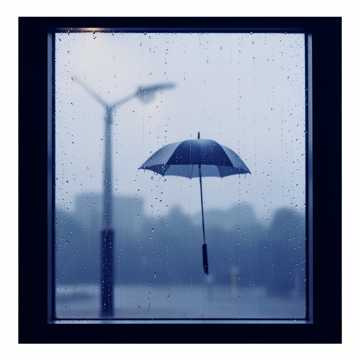 雨落在窗边