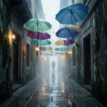 雨中伞巷