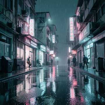 雨丝缠旧街
