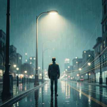 路灯下守候