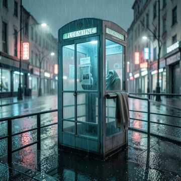 旧电话亭的雨