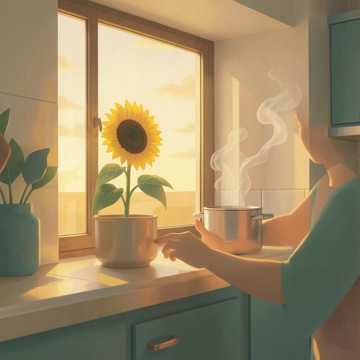 厨房里的向日葵