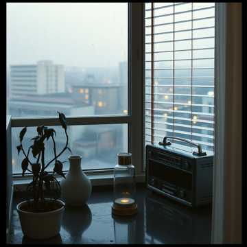 雨丝黏在窗缝