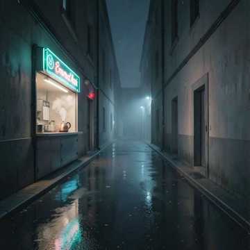 夜阑粥铺背光影