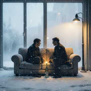 破沙发上的雪夜