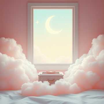 奶油云朵绕着八音盒