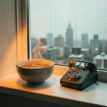橘灯半掩窗
