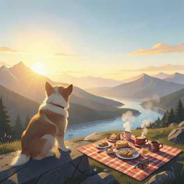 周六早晨八点半与山顶夕阳
