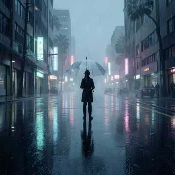 雨幕里的远游人
