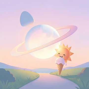 小行星与甜筒夕阳