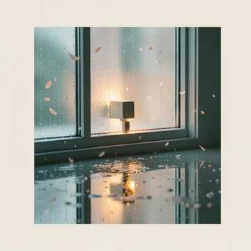 雨落在窗边