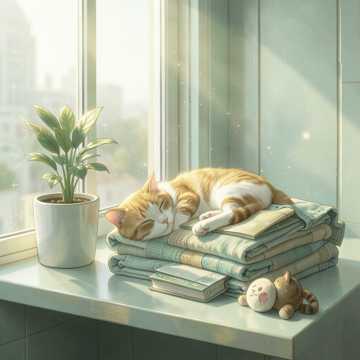 猫在窗边睡着了