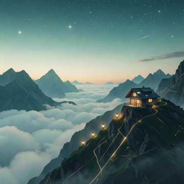 叶斗屋脊望星光