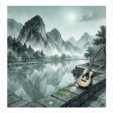 溪声墨染旧门环