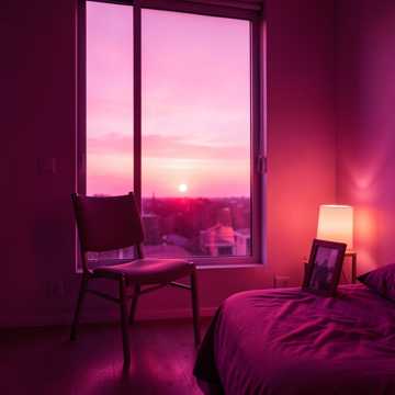 空椅对夕阳