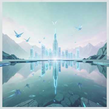镜水叠鹤