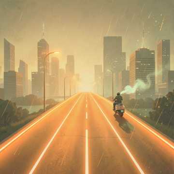 橘色公路分岔