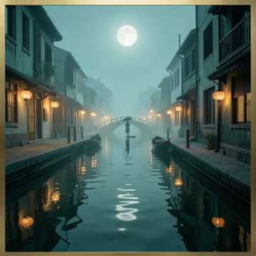 油纸伞的倒影