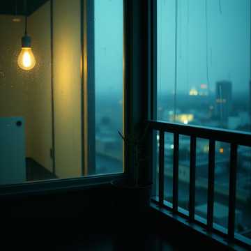 雨滴困在窗格里
