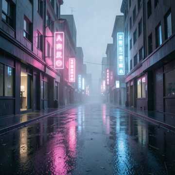 霓虹未眠的街头