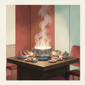 地板上的火锅