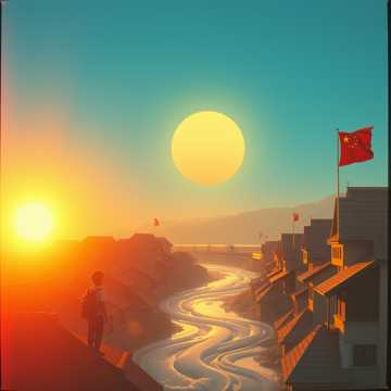 晨光里的中国红