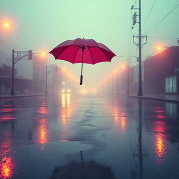 霓虹雨街灯