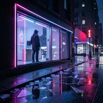 人行道打翻的霓虹