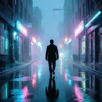 霓虹淋湿的街