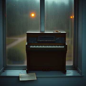 旧钢琴晾着雨
