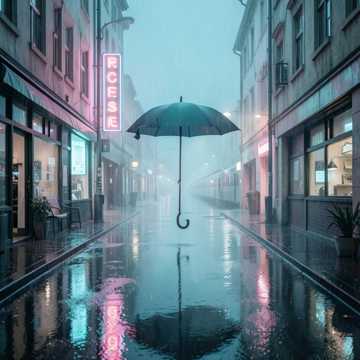霓虹淋湿的街