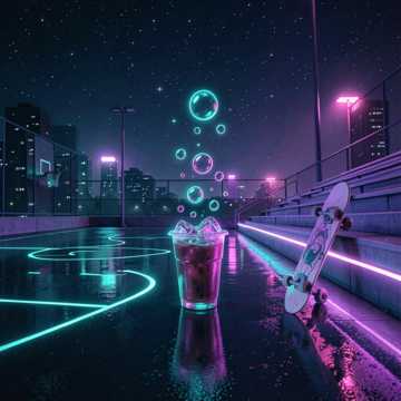 汽水气泡上升夜