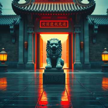 殿前那尊石狮子