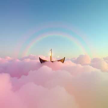 蜡烛小船飘向天空