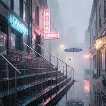 雨滴打湿的台阶