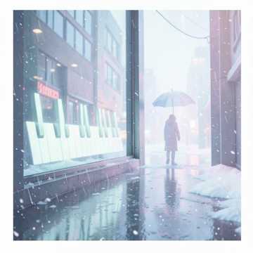 镜面凝着雨