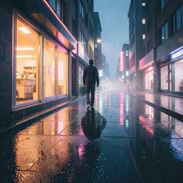 霓虹发烫的街道