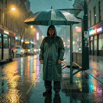 雨衣笑起来