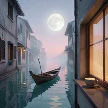 月下归舟