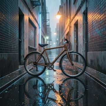 铁锈电动车雨里哑
