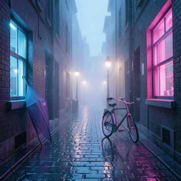 霓虹未熄的雨巷