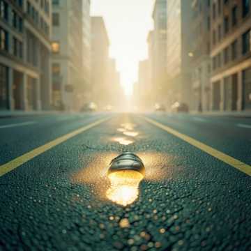 沥青路上烫出光