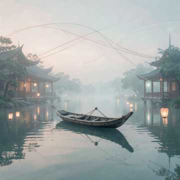 烟雨归舟