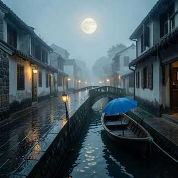 烟雨乌篷船