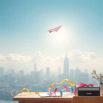 纸飞机掠过晴空