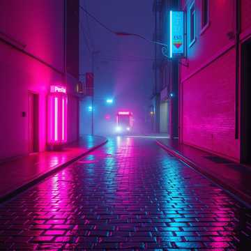 霓虹街灯独影