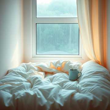 窝在雨天的棉被里