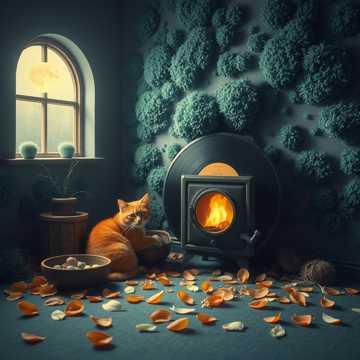 旧唱片与橘猫