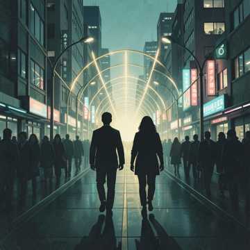 并肩穿过人海